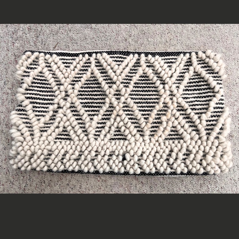 Wool Pillow Sham Cover Zippered 21" X 13" Boho Look